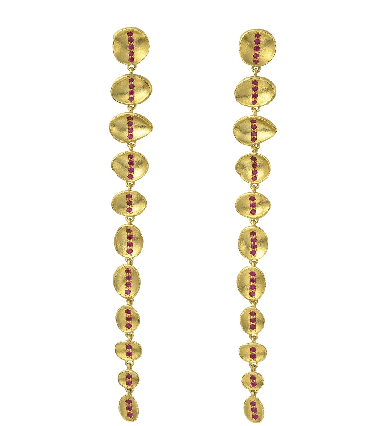 Gemfields Mneme Ruby earrings.18ct yellow gold.