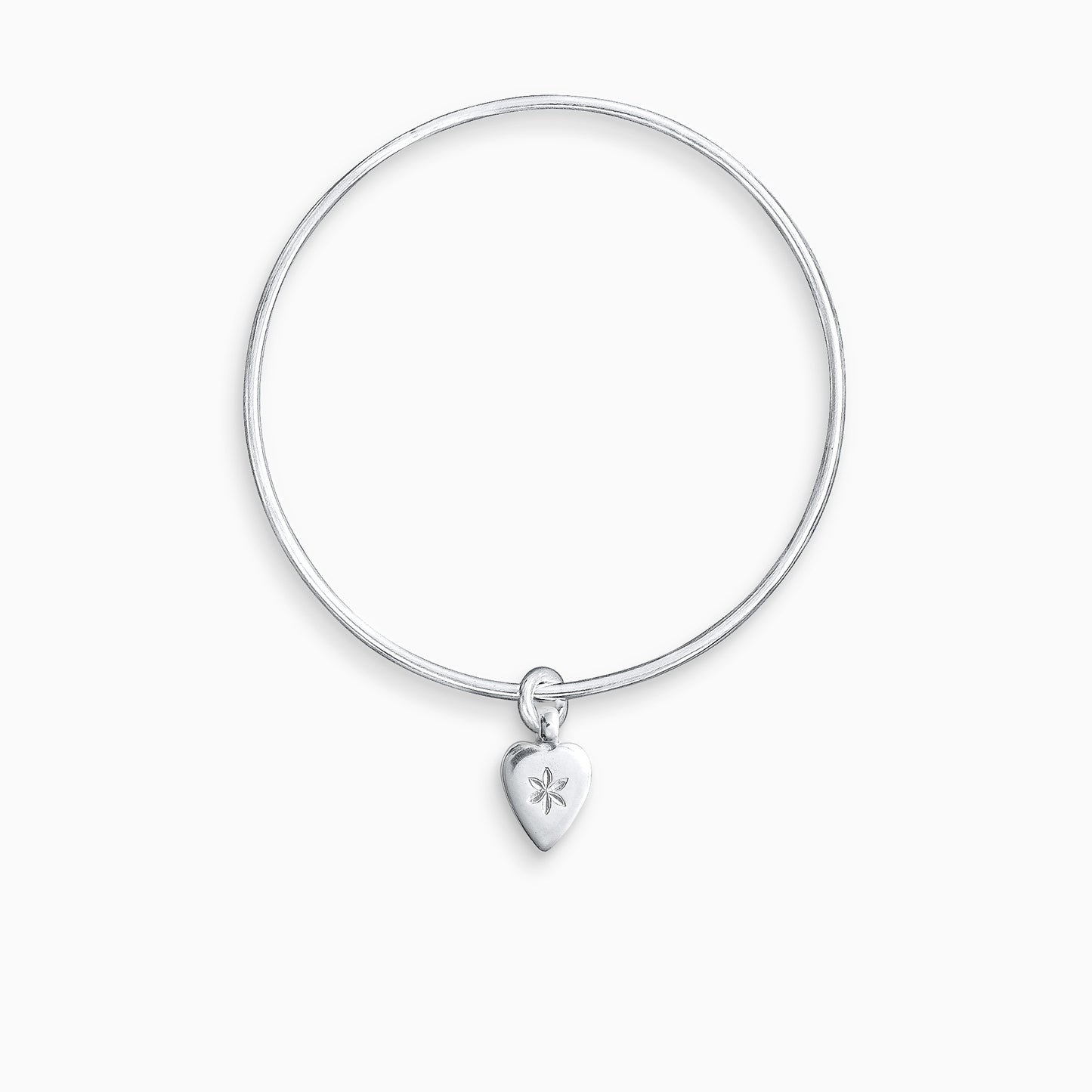 Flower Heart charm bangle