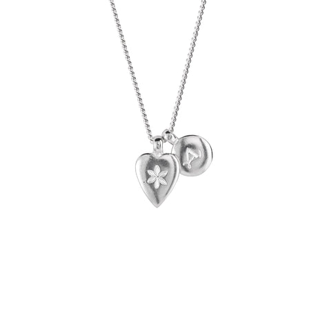 Children's Flower Heart and Alpha necklace