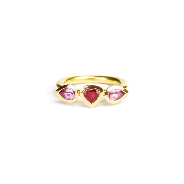 Delphi Trilogy ring with ruby heart