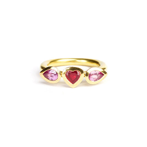 Delphi Trilogy ring with ruby heart